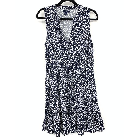 Gap Factory A-Line Dress Womens Size Medium Sleeveless Cat Print Navy White - Picture 1 of 6